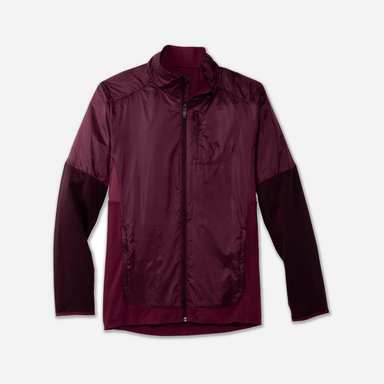 Brooks Fusion Hybrid Mens Running Jackets - Sangria/Merlot/Burgundy - Philippines (453178GTI)